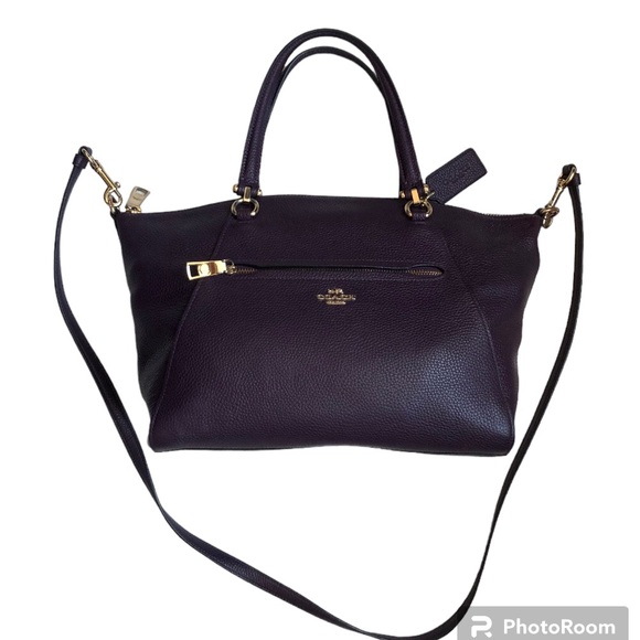 Coach Prairie Pebble Leather Satchel Bag Plumb/Purple EUC - Picture 10 of 11